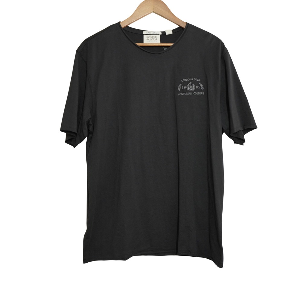 Scotch & Soda Men's Roll Neck Tee Meteorite Gray Cotton T-Shirt Short Sleeve NEW